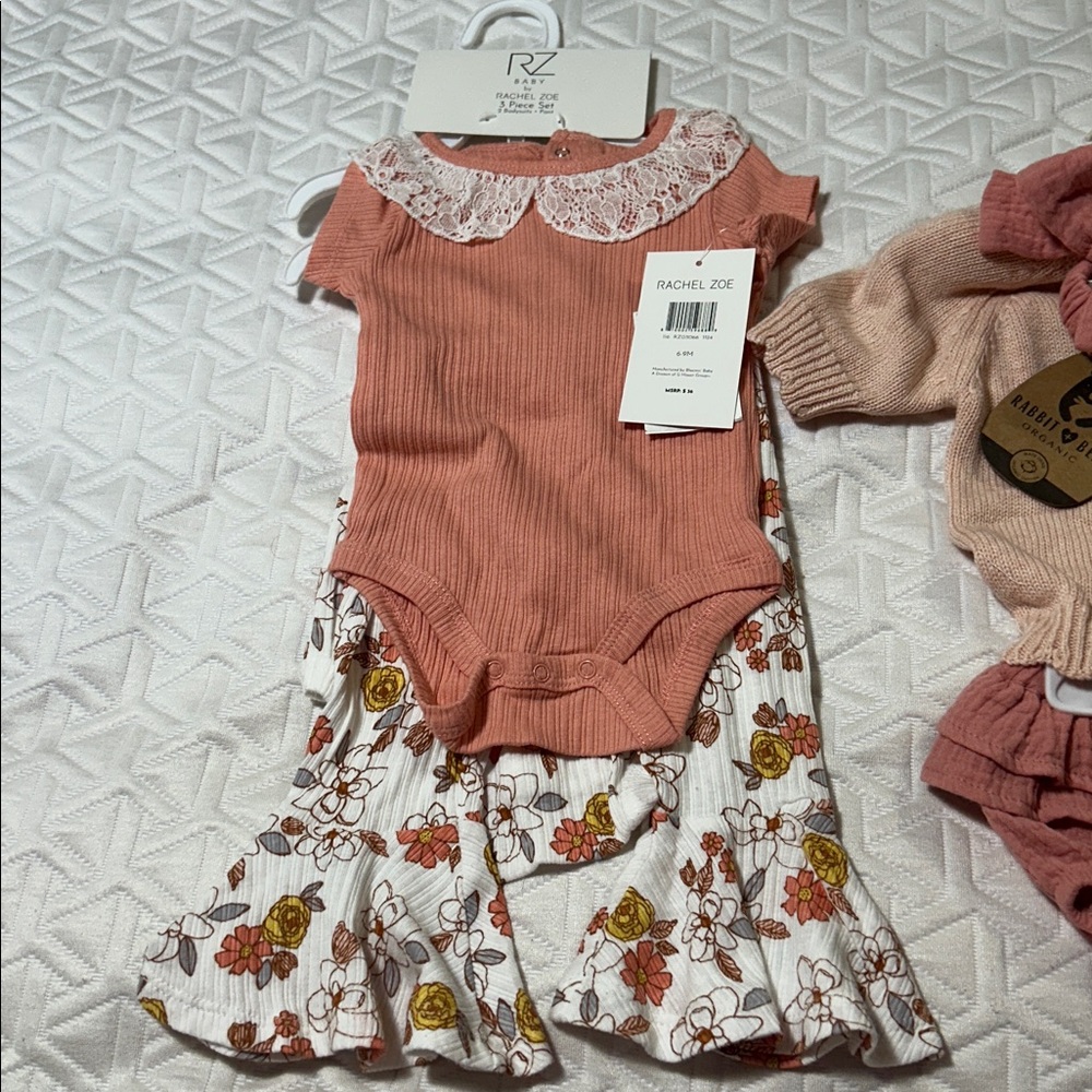 Matching Sets - Pink and Floral 6-9 Months NWT - Picture 2 of 3